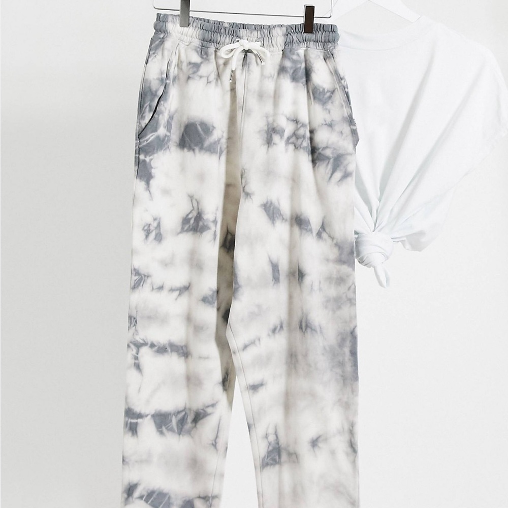 Gray and white asos tie dye jogger sweats